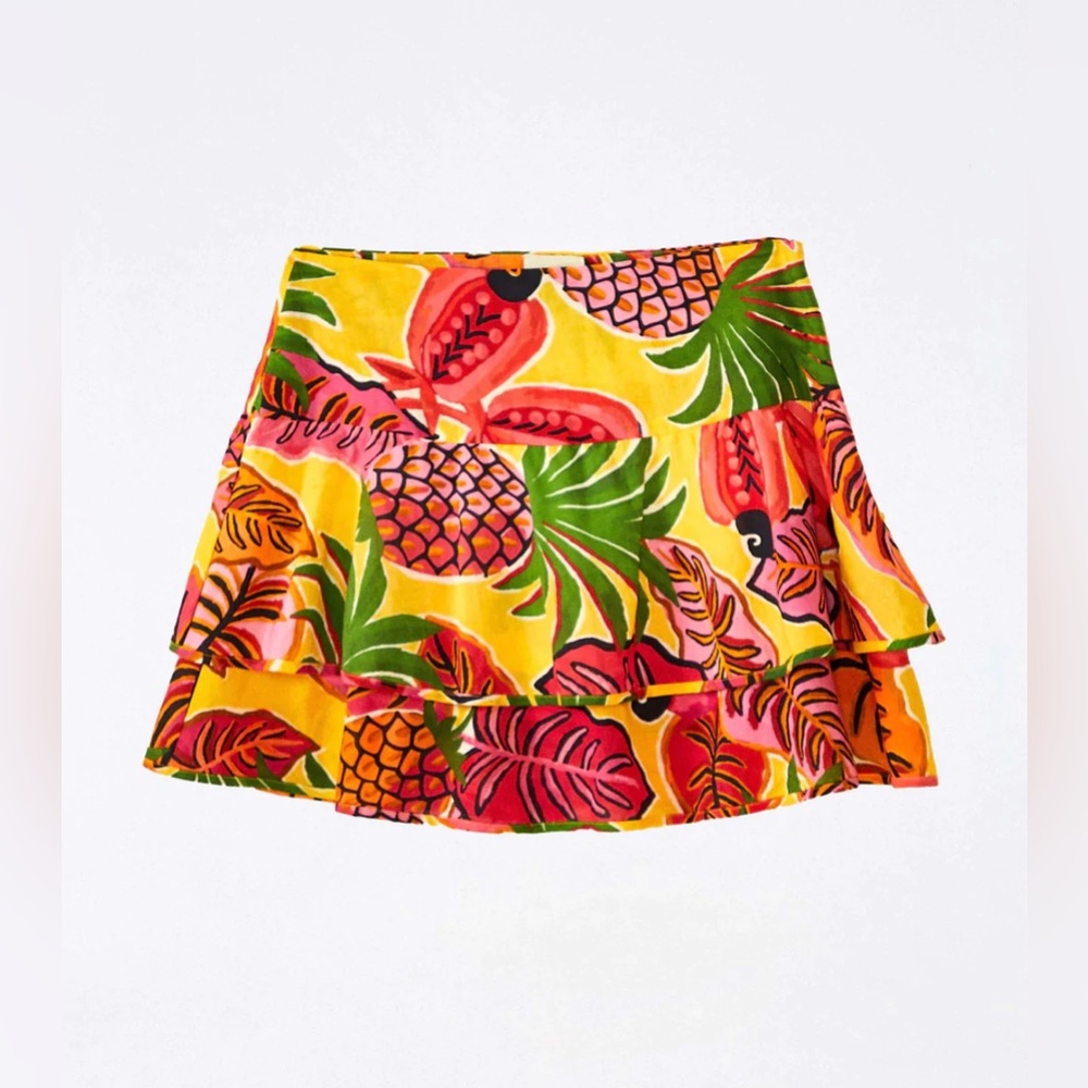 Farm Rio Yellow Fruit Dream Mini Skirt